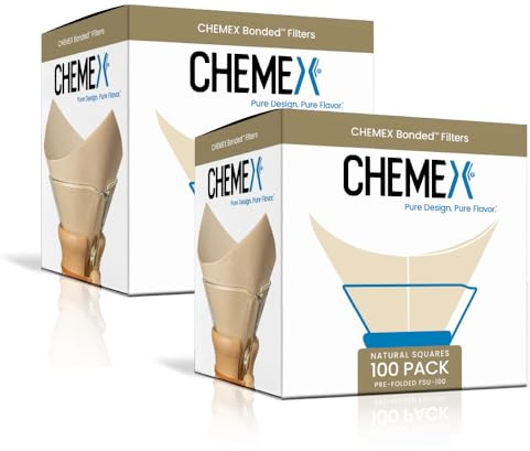 Chemex Bonded Filter - Natural Square - 100 Count (Pack of 2) - Exclusive Packaging