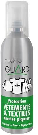 MOSKITO GUARD - Spray Vêtements - Protection Longue Durée Anti-Moustiques, Puces, Tiques & Taons - Efficace Jusqu'à 1 Mois - Sans Odeur, Non Gras, Ne Tache Pas - 100ml - Fabriqué en France