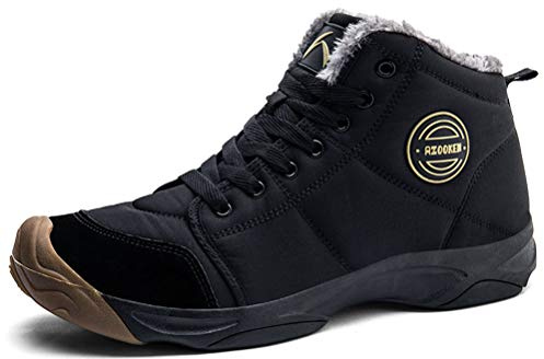 Azooken Hombre Mujer Botas de Invierno Zapatillas Trekking Senderismo Impermeables Nieve Antideslizante Calientes Botines (6118-Black38)