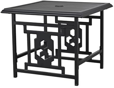 LOKATSE HOME Supporto da tavolo da bistrot con foro per ombrellone, per esterni, giardino, piscina, 55 x 55 x 47 cm (lunghezza x larghezza x altezza), nero