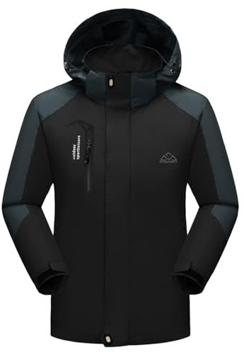 donhobo herr regnjacka vattentät andas vindtät funktionsjack utomhus vandringsjacka softshelljacka rockar med avtagbar huva svart Large