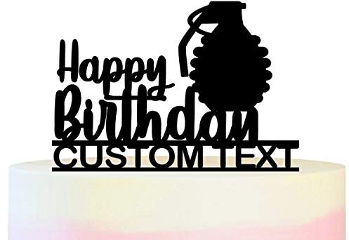Innovedesire Personalisiert Sie Ihren Namen Happy Birthday Explosion Hand Grenade Kuchenaufsätze Hochzeit Geburtsta Acryl Dekor Cupcake Kuchen Topper Stand für Kuchen Party Dekoration 11 Stück