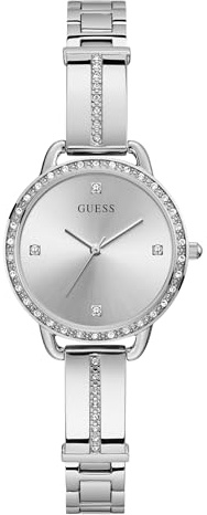 Guess 30MM Crystal Bangle Watch, Silver, One Size
