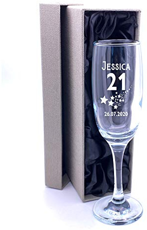 21st Birthday Gift - Personalised Champagne Flute With Gift Box