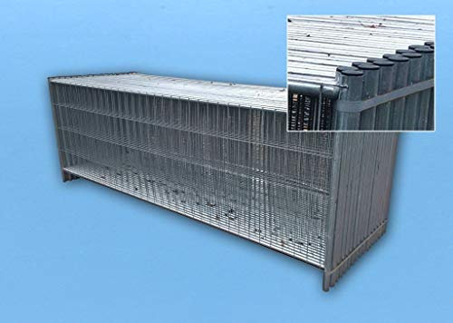 BAUZAUNWELT Bauzaun 1,20 m hoch - verzinkt - Gewicht: ca. 11 kg - Abmessung: ca. 3,50 x 1,20 m - mit Haken & Öse - mit PVC-Fuß (Gewicht: ca. 26,5 kg) und Verbinder - 35er Set - inkl. Lieferung