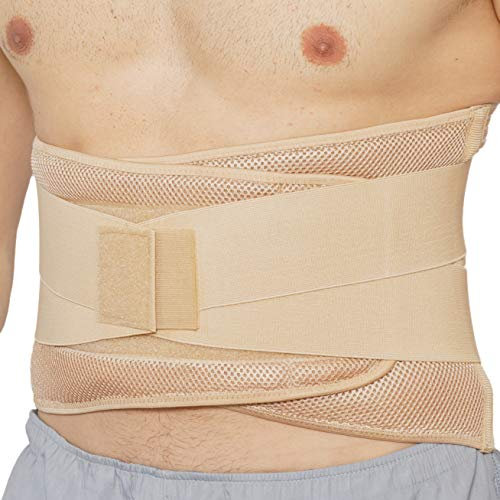 NEOtech Care Apoyo lumbar con fuertes tirantes de doble banda, Faja para la Cintura/Espalda/Zona lumbar (Color Beige, Talla L)