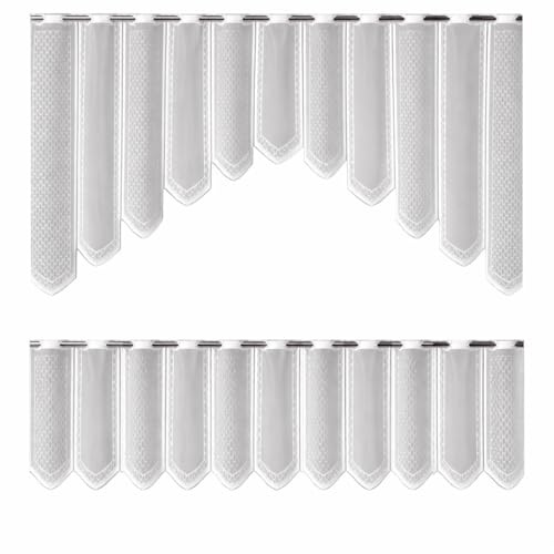 Clever-Kauf-24 Bistro-Bogen Scheibengardine 2324 | 2 teiliges Set weiß Küchengardine | Gardine Panneau Breite 150cm