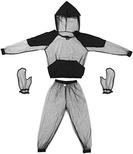 Lixada Tuta Antizanzare Estiva Traspirante Facile da Indossare Ventilato Set Zanzara Giacca con Cappuccio+Pantaloni+Guanti per la Pesca Giardinaggio Campeggio