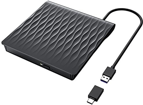 LPUNCD Lettore CD Esterno USB 3.0 & Type Professionale Lettore DVD Esterno per PC Portatile, Masterizzatore CD/DVD +/-RW per Laptop, Desktop Compatibile con Win11/10/8/7/XP/Vista/Linux/MacOS
