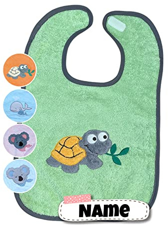 Stickling Baby Lätzchen mit Klettverschluss | 100% Bio Baumwolle | bestickt mit Namen | Riesen Lätzchen | Baby Latz | personalisiert | Spucktücher