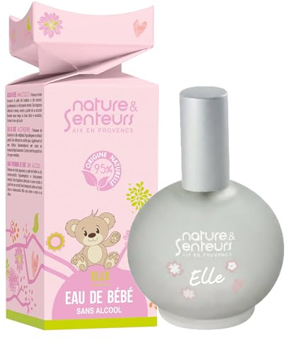 Eau de senteur bébé filles 50ml ● Eau de bébé naturelle fabriquée en France ● Parfum sans danger : sans alcool ni colorants ● ELLE Nature & Senteurs