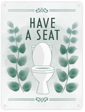 Have a seat Toiletten Metallschild in 15x20 cm mit floralem Muster Blechschild für Klo Dekoration für das stille Örtchen Blätter Wasserfarben schön Schild Deko Badezimmer
