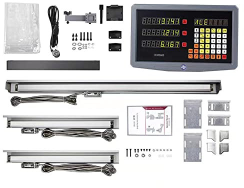 3 Achse Digitalanzeige Kit GUILOPOER 5µm Digitalanzeige mit 3 Axis Linear Maßstab für CNC-Fräsen Elektronische Linearwaage Fräsmaschinen Positionsanzeige (650mm+750mm+300mm)