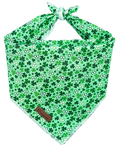UP URARA PUP St. Patrick's Day Hundehalstuch, Kleeblatt Dreieck Bid Schal für Mittlere Große Hunde, Niedlich Frühling Hund Bandana, Welpe Grün Hund Bandana