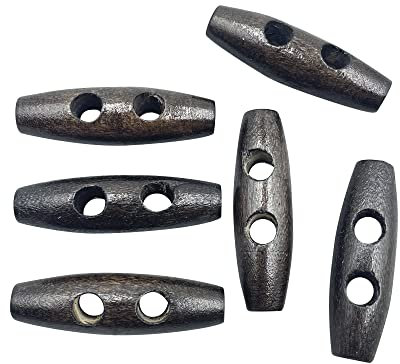 SYSOLYWIN 50 Stück Holz Knebelknöpfe, Holz Nähen Horn Knebelknöpfe 2 Löcher Holzknöpfe Holzknopf DIY Mantel Kleidung Dekoration 50 mm A1049, BUTN018