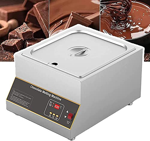 UZOURI Melting Pot per Cioccolato da 500w, Macchina per Temperare Il Cioccolato Professionale a Controllo Digitale, 0~85℃, capacità 10 L, Riscaldamento ad Aria, 2 cilindri (1 Cilindro)