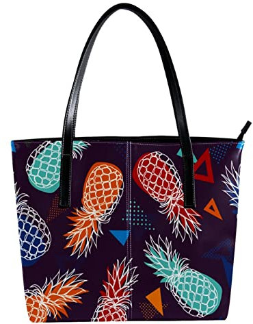 Schultertasche, leicht, lässig, Schultasche, Lehrertasche, Handtasche, Geldbörse, Rot, Blau, Orange, Ananas, Dreieck, Mehrfarbig