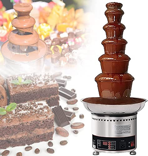 GBHJJ Grande Fontaine de Chocolat en Acier Inoxydable, Fontaine à Chocolat 4/5/6/7 Couches,Fontaine à Chocolat éLectrique 300W, pour Les FêTes, pour fête, Mariage et Anniversaire,6Tier