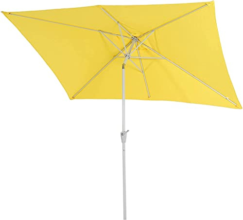 Décoshop26 Parasol de Jardin 2x3m rectangulaire inclinable Polyester/Aluminium 4,5kg Jaune 04_0003893