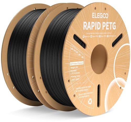 ELEGOO Rapid PETG Filament 1.75mm Black 2KG, High Speed 30-600mm/s 3D Printer Filament Dimensional Accuracy +/- 0.02 mm, 1kg Cardboard Spool(2.2lbs) Fits for Most FDM 3D Printers