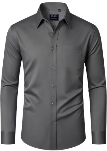 J.VER Hemd Herren Langarm Regular Fit Stretch Business Hemden mit Tasche | Bügelleichtes, Formal, Freizeit, Casual, Atmungsaktiv, für Hochzeit Outdoor Büro Urlaub, für Männer Freund Vater Bruder