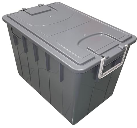 Mobil Plastic - Cassa Multiuso 60 Litri con Coperchio – Box per organizzazione magazzino, Impilabile, Colore Grigio