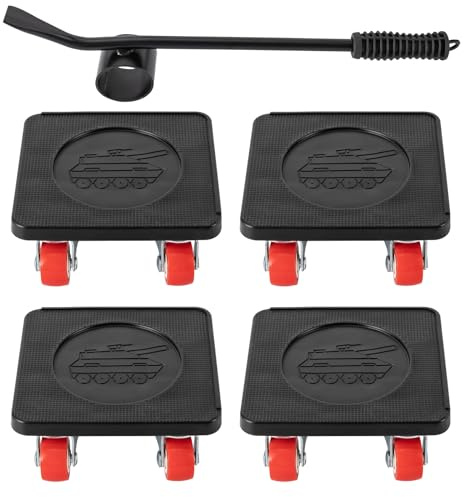 Möbel Transportroller Set,Möbelrollen mit 4 Stück Bewegen Sliders,Möbelheber Schwere Verschieben Werkzeuge Max for 400KG, 360 Graddrehbar Pads PVC Rad