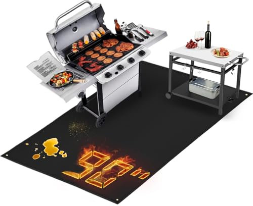 TOHONFOO Extra große Grillmatte für Outdoor-Grill, 228,6 x 121,9 cm, Grillmatten für Outdoor-Grill zum Schutz der Terrasse, Pflastersteine, leicht zu reinigende Grillmatten, 1 mm