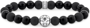 THOMAS SABO Beads-Armband aus Obsidian Silber geschwärzt 925 Sterlingsilber, Geschwärzt