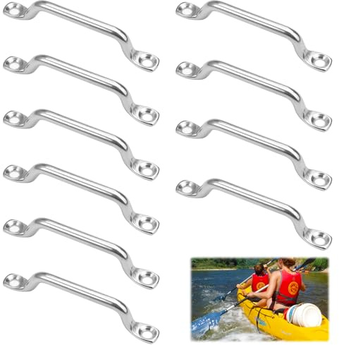 10 Stück Boot Top Pad Eye, Kajak Riemenkrampen Befestigungshaken, Augplatte Edelstahl, Deck Loop Tie Down zum Halten, Marine Hardware Decksplatte Augplatten für Kajak, Kanu Takelagebefestigung