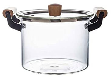 Pentola per zuppiera Pentola in vetro trasparente Pentola per zuppiera resistente al calore Cucina domestica Insalata di verdure Ciotola per noodle istantanei Pentola per pentole da cucina (3,5 l)