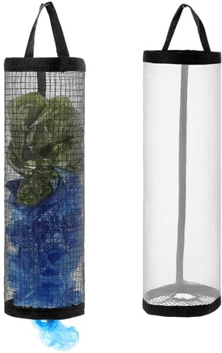 Aeaocvo 2pcs Plastic Bag Holder, Reusable Grocery Bag Organizer, Wall Mount Plastic Bag Dispenser, Trash Bag Dispenser ​for Home Kitchen Travelling
