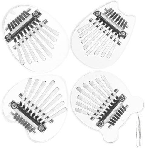 SHOWERORO 4stücke Mini Kalimba Tasten Daumenklavier Aus Acryl Und Metall Kleines Musikinstrument Für Anfänger Süße Kalimba Zum Mitnehmen Mit Kette