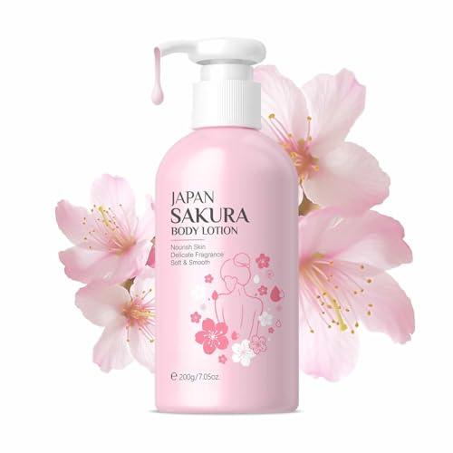 Lotion tonifiante hydratante pour le corps et la peau, lotion hydratante longue en profondeur, lotion pour peau rugueuse et bosselée, riche en vitamine C, huile de karité, fleur de cerisier, extraits
