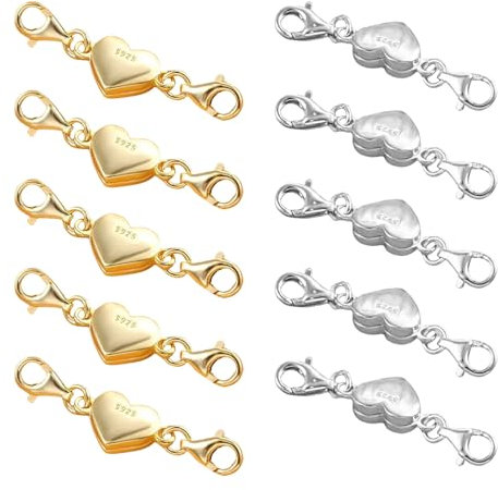 jojnsha 10Pcs Magnetic Clasp Converters for Jewelry Secure Gold and Silver Plating Portable Accessory for Quick Fastening