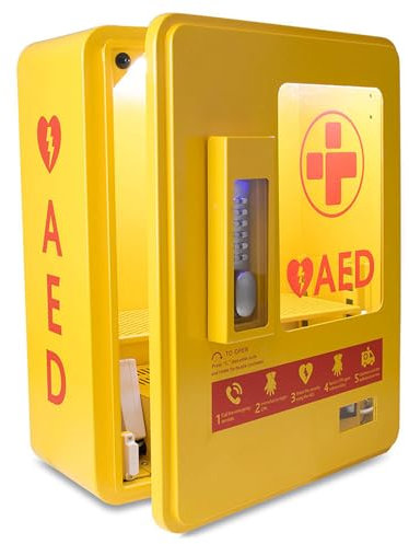 LBMED AED-Außenschrank, AED-Aufbewahrungsschrank Mit Thermostatischer Kontrollanzeige Und Intelligenter Passwortsperre, Wasserdicht Und Korrosionsbeständig, Kompatibel Mit Mehreren AED-Modellen