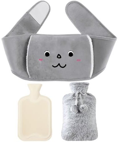 Hot Water Bottle Belt Rubber with Soft Plush, Wrap Around Wearable Hot Water Bottle with Cover Gift Set for Women Belly, Hands, Neck, Back, Shoulder, Legs and Period Pain Relief