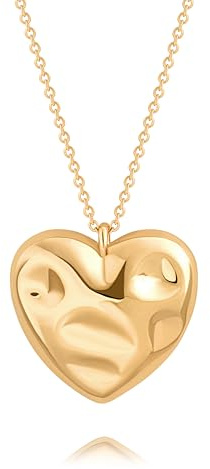 KOOUNUATA colgante en forma corazón grande oro largo 18k collar suéter otoño