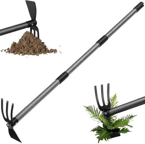 Zappa da giardino, 78 cm di lunghezza, zappa e coltivatore, da giardino, con manico lungo, resistente, per giardinaggio, diserbo, perdita di terreno