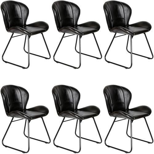 Casa Moro Stühle Esszimmer 6er Set Stuhl Schwarz Polsterstuhl Lederstuhl Konferenzstuhl Besucherstuhl Wartezimmerstühle Echtleder Modern
