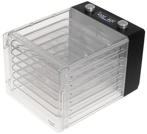 Adler Deshidratador de Alimentos Digital AD 6660, 6 Bandejas de Malla, Ventilador de Circulación, Pantalla LCD, Control de Temperatura y Tiempo