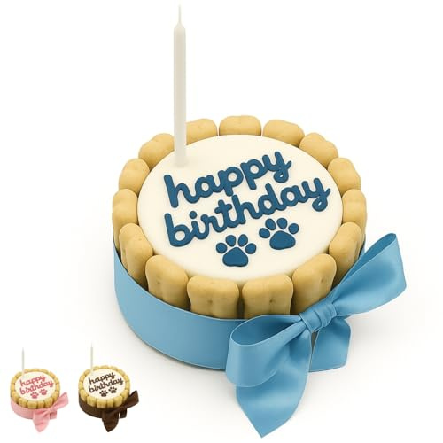 PetLove hundtårta Happy Birthday • Födelsedagstårta för hundar • Present till hundar • Födelsedagstårta hund – blå