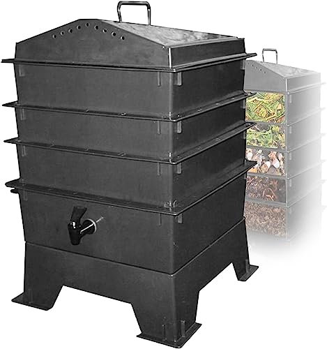 Kit For Compost Di Vermi Ad Alta Resistenza, Contenitori For Compostaggio Portatili For Esterni, Contenitore For Compost Da Giardino For Esterni Con 3/5 Vassoi, Facile Da Montare, Creazione Rapida Di