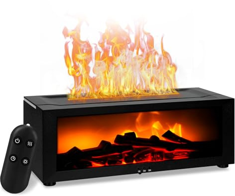 TAVADA Diffusore di Oli Essenziali con Fiamma 3D – Diffusore di Aromi,Umidificatore Silenzioso da 150 ml con Telecomando,Luce LED a 7 Colori,Lampada Notturna per Camera da Casa,Ufficio,Idea Regalo