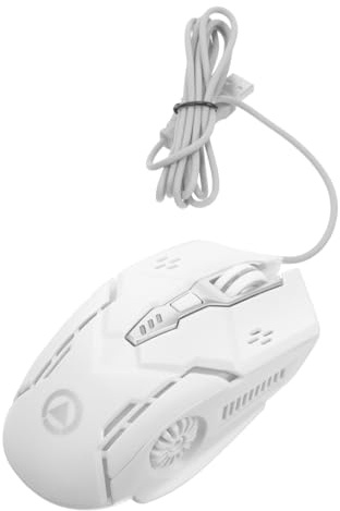 SHINEOFI Mouse USB Silenzioso 6 Tasti Dpi 3200, Plastico Bianco | Cavo 1, 42m ±0, 3, Pulsanti Programmabili, Dpi 1200/1600/2400 per Uso Computer