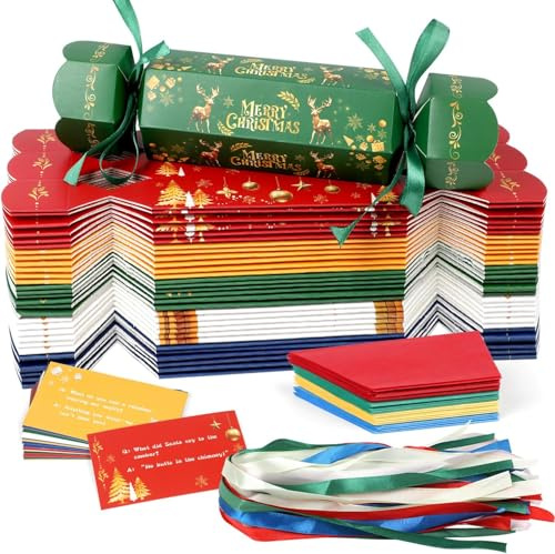 DERAYEE 30PCS DIY Christmas Crackers,Fill Your Own Christmas Crackers DIY Crackers Kit Weihnachten Cracker Making Kit Weihnachten Party Tisch Gunst Kiner