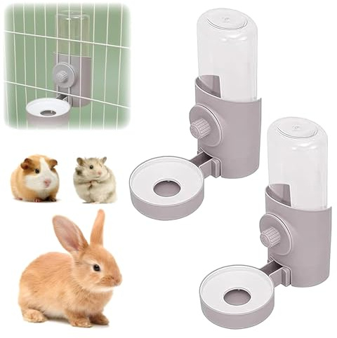 Jiavlyx 2 Pièces 500ML Distributeur Eau Lapin, 20×18×8.6cm Suspendue Abreuvoir Lapin, Abreuvoir Suspendu Anti-Goutte, Abreuvoir Cochon d'Inde, pour Hamster, Chinchilla, Hérisson