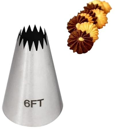 Cake Piping Tips Set Large Size Open Star Tips Icing Piping Nozzles Cookie Cake Decorating Pastry Tip Sets Fondant Cake Tools Piping Nozzles(6FT)