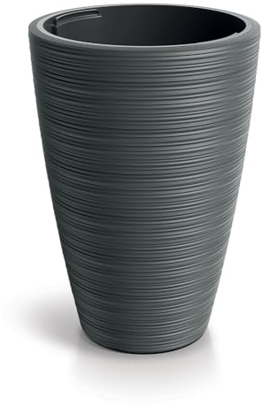 Tymar Macetero grande interior, maceta alta, macetero para exteriores, 35 cm de diámetro, 50 cm de alto, color gris oscuro