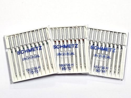 30 Nähmaschinennadeln 130/705H Universal Magazin 70+80+90